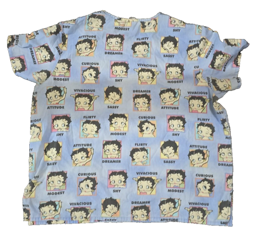 Vintage Y2K Betty Boop Pic Attitude Shy Modest Scrubs Pockets Women's Size XL/1X - Picture 3 of 3