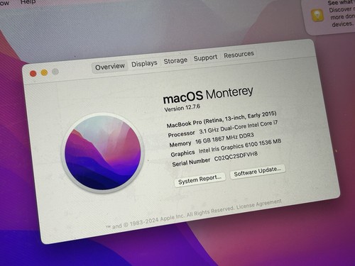2015 Apple MacBook Pro 13"—3.1GHz Dual-Core i7 16GB RAM 1TB SSD—SCREEN SCRATCHED - Zdjęcie 21 z 24