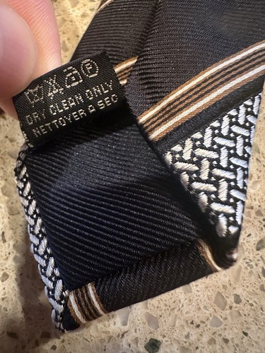 Canali Mens Black Multi Stripe 100% Silk Neck Tie Made In Italy 3 1/2”x 58” - Picture 12 of 16