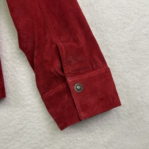 Vintage Live a Little Jacke Damen XL rot Wildleder Leder durchgehender Reißverschluss Kragen - Bild 7 von 15