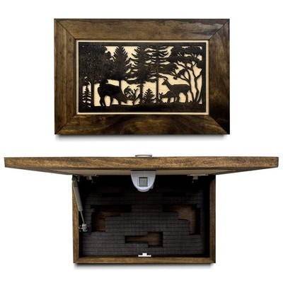 Bellewood Designs Decorative Deer Scene Wall-Mounted Secure Gun Cabinet - Gun Sa