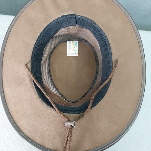 BARMAH #1057 Canvas Drover Hat Brown Safari Air Flow Suede Band Australia LARGE - Imagen 17 de 24