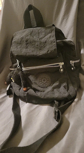 Kipling City Pack Rucksack Nylon schwarz mit grauem Innenleben und Clip On Monkey - Bild 1 von 6