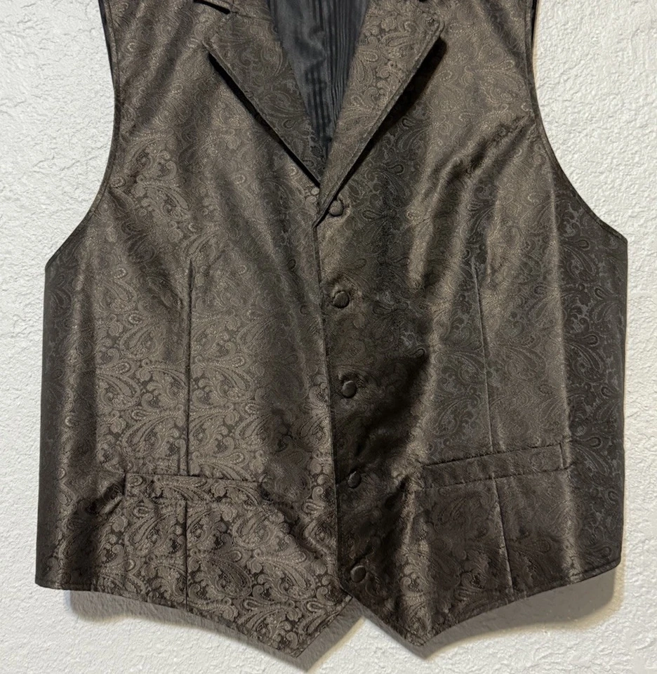 Мужская XXL SCULLY коричневый черный пейсли жилет регулируемый ремень Western ковбой винтажный - Изображение 3 из 4