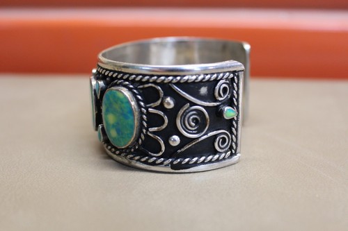 Mexico Sterling Turquoise Bracelet S925 2.6Oz - Picture 4 of 6