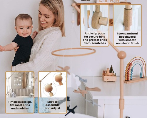 Baby Crib Mobile Arm Wooden Holder - Baby Mobile Hanger for Crib (31 inch, 10... - Picture 4 of 8
