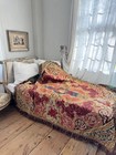5.8ftx4.7ft 19th Century French Silk Wool Cotton Tapestry Table Cover Roses and