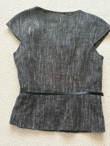 Michael Kors Black & White Belted Short Cap Sleeve Suit Jacket SZ 6 - Picture 3 of 7