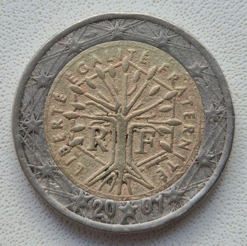 VERY RARE, France, 2001, 2 Euro coin, Error, Stamp Defect - Picture 2 of 3
