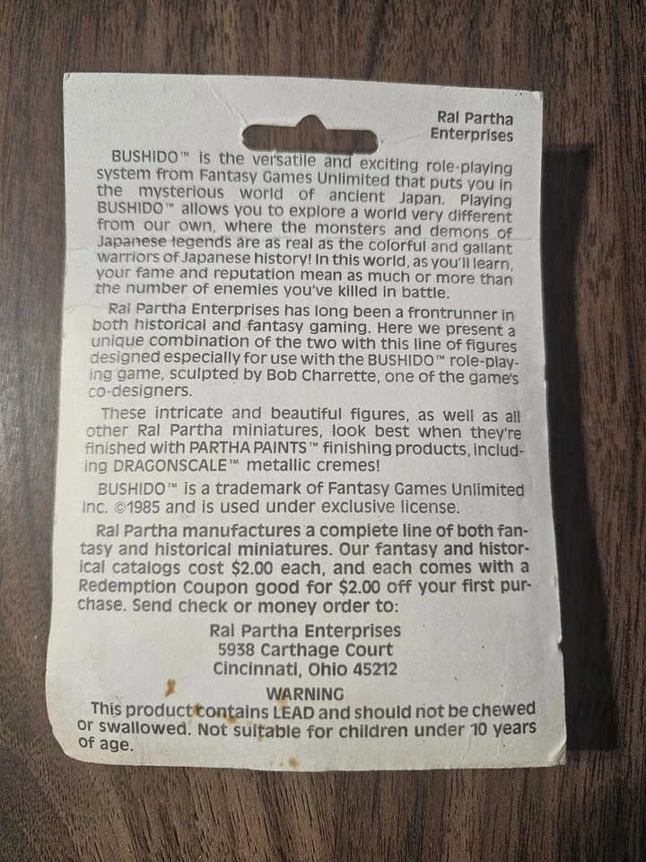 Ral Partha Bushido RPG Miniatures General W/Command Group, 53-781 D&D  - Image 2 of 2