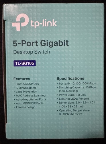 TP-LINK TL-SG105 Desktop Switch with 5 Ports - NIB - Picture 2 of 5