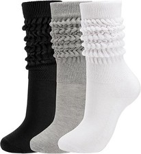 Forwe 3 Pairs Slouch Socks for Women Size 9-11 Soft Extra Long Scrunch Knee