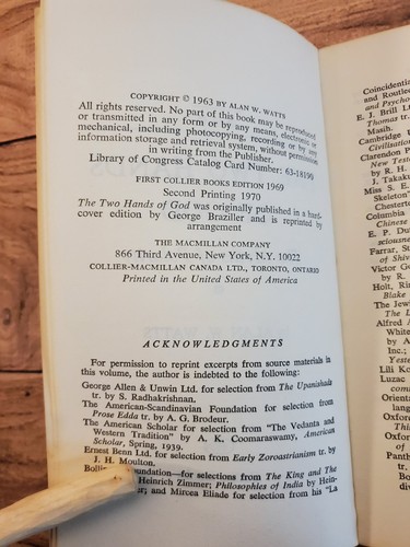 Alan Watts The Two Hands Of God The Myths Of Polarity 1969 Book Collier - Picture 6 of 11