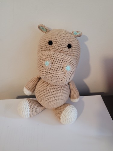 Crochet Hippo Handmade Childrens Plush Toy Safari Animal Hippopotamus | Nursery