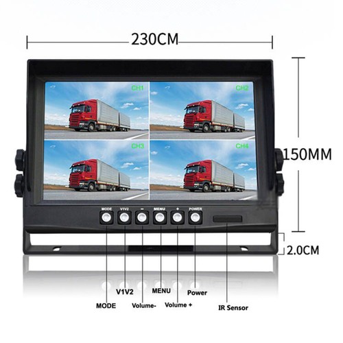 9" DVR Quad Monitor 1080P Wireless RV Backup Camera Reverse for Trailer Truck - Picture 4 of 11