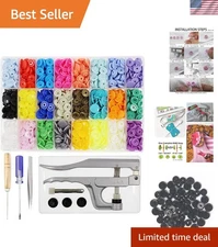 KAM Snaps Buttons + Snap Pliers, Starter Fasteners Kit, 384 Sets 24-Colors, S...