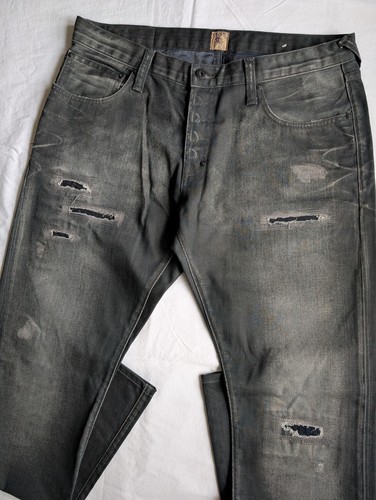PRPS denim Demon Fit Jeans Dark wash distressed Mens Sz 36" Button fly Mid-Rise - Picture 11 of 24