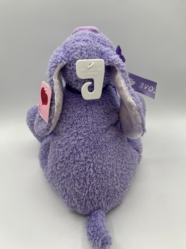 New Walmart Stuffed Plush Purple Puppy Dog 11" Love Heart Bow Sitting Floppy Tag - Picture 4 of 13