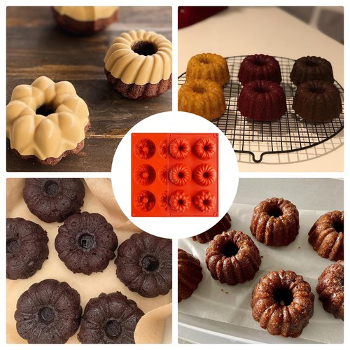 3Pcs Mini Bundt Cake Pan Silicone Molds, 6-Cavity Fluted Tube Cake Pans, Non-... - Picture 7 of 7