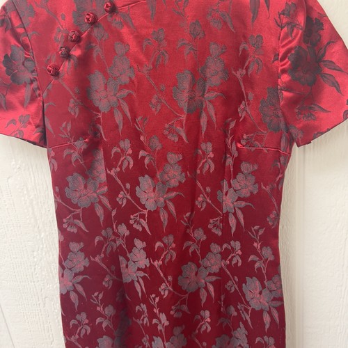Vestido Vintage Años 90 Y2K Donna Morgan Asiático Qipao Cheongsam Rojo Midi Talla 6 - Imagen 3 de 11