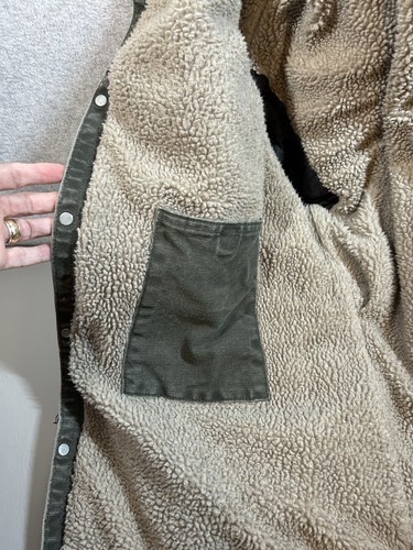 Carhartt Duck Canvas Sherpa Foderato Giacca con Cappuccio J284 MOS Verde Muschio Uomo Medium - Foto 21 di 23
