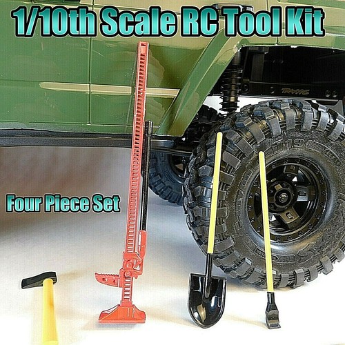10th Scale RC Decoration Replica Tool Set; Jack, Shovel, Axe, with Mounting Rack - Picture 4 of 6