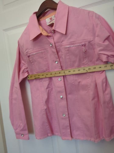 Quacker Factory große rosa Langarm Jacke Schmuckknopf Verzierung Knopf - Bild 18 von 23