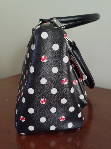 NWT Disney Parks Minnie Mouse Black And White Polka Dot Satchel Disney World - Picture 7 of 10