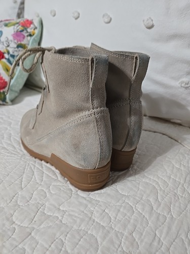 Sorel Evie Lace Wedge Boots Waterproof Suede Size 11 - Picture 3 of 10