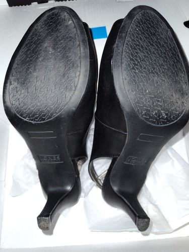 JONES NEW YORK Dandelion Black Smooth Patent Open Toe Slingback Pumps 7.5 W - Picture 7 of 10