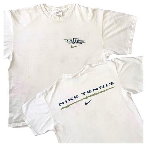 Vintage Nike Tennis T-Shirt Made In USA White Tag Herren Large It Takes Guts Rare - Bild 1 von 12