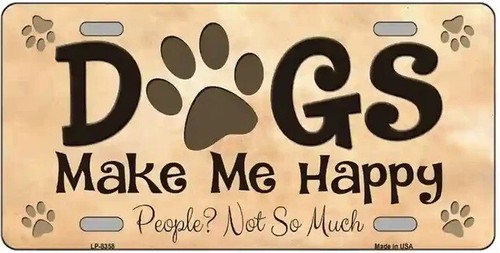 Dogs Make Me Happy Metal Novelty License Plate - 第 1/1 張圖片