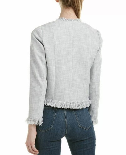 NWT $475 Rebecca Taylor Slub Suiting Jacket Dove Grey Size 2 918745j638 - Picture 3 of 10