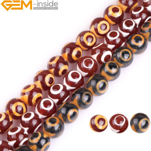 Natural Stone Mystical Buddhist Round Beads Dzi Beads Tibet Agate Strand 10mm - Picture 1 of 25