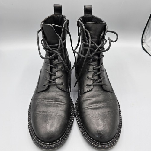 Vince Women's Made in Italy Cabria Black Leather Lace-Up Ankle Boots (US 6M) - Picture 3 of 13