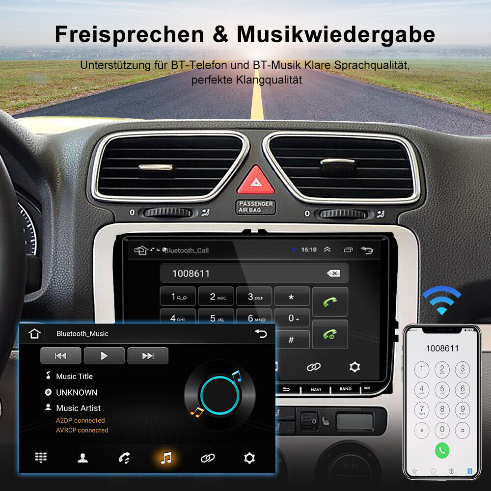 9 Autoradio Android 13 GPS Navi WiFi Für VW Passat Golf 5 6 Jetta Polo Touran