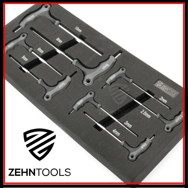 8PC T BAR ALLEN KEYS HEX WRENCH SET HANDLE IN FOAM STORAGE TOOL BOX TRAY METRIC 8PC T BAR ALLEN KEYS HEX WRENCH SET HANDLE IN FOAM STORAGE TOOL BOX TRAY METRIC