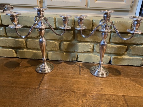 (2) REED & BARTON - #4080 CANDELABRO PLACCATO ARGENTO - De - Champlain Ship Hallmark - Foto 11 di 12