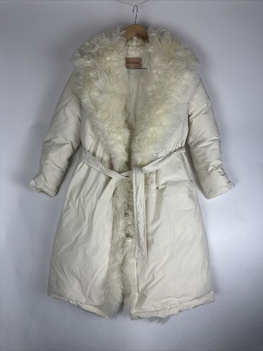 YVES SALOMON Shearling-trimmed puffer coat Women Size 32 France - Picture 1 of 15