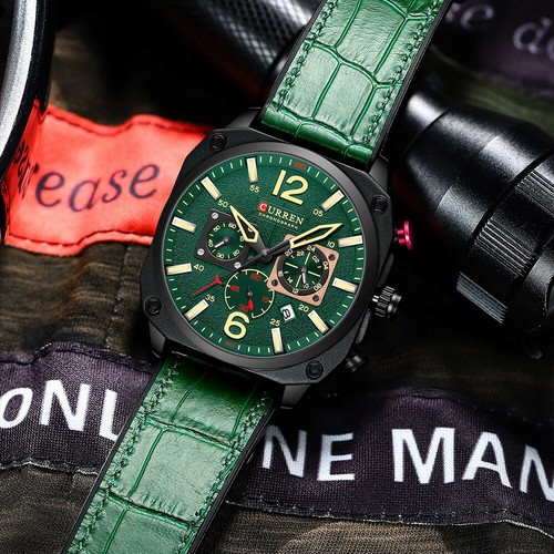 Curren Armbanduhr Herrenuhr Männer Uhren Datum Chronograph Sportuhr Leder - Bild 13 von 20