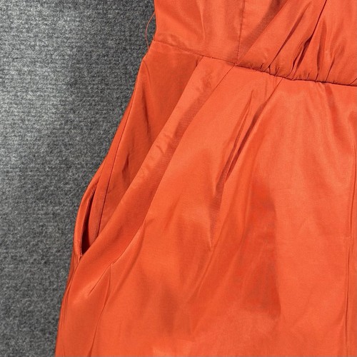 Cue Dress Size 6 Orange Taffeta Round Neck Sleeveless Knee Length With Pockets - Picture 6 of 14