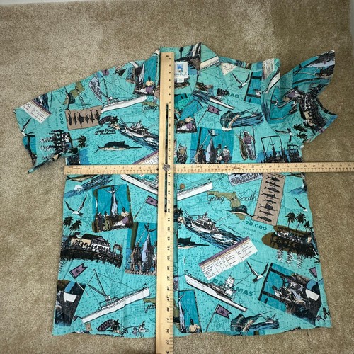 Kahala Mens Hawaiian Shirt XXL Camp Reverse Print Fishing Retro USA Vtg Florida - Picture 15 of 18
