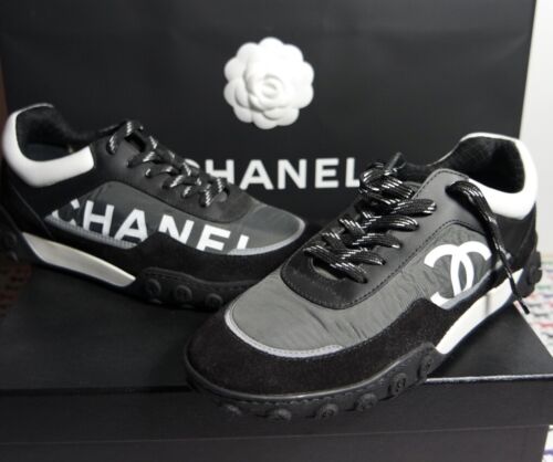 CHANEL SNEAKER SCHWARZ WEISS / LEDER NYLON - Bild 10 von 11
