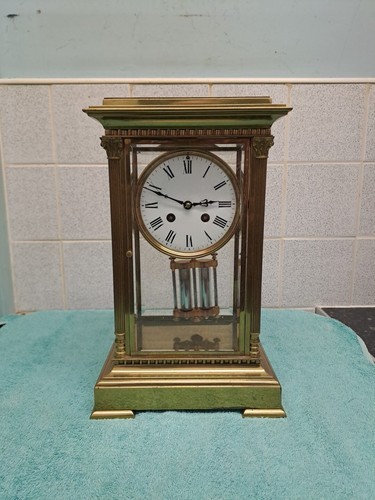 Antike französische Messing und 4 Glas Manteluhr - Quecksilber kompensiertes Pendel