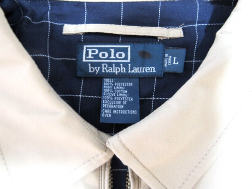 Polo Ralph Lauren Herren kariertes Futter durchgehender Reißverschluss Bomberjacke khaki hellbraun Large - Bild 7 von 14
