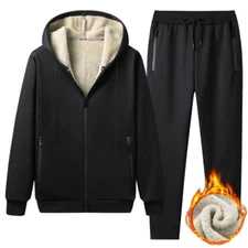 New Winter Men's Two Pieces Set Warm Cashmere Tracksuit Men Outerwears