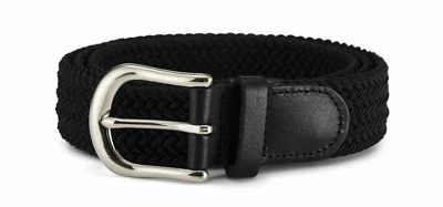 STREEZE 30mm Stretch Belt Braided Elastic Webbed Belt with Silver Metal Buckle