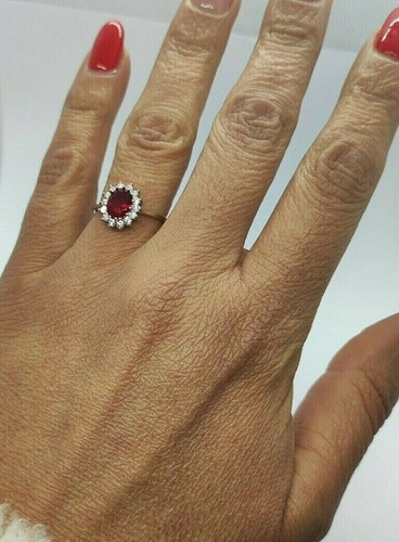 Anello donna Argento 925 KATE zirconi BIANCHI E RUBINO SINTENTICO regolabile - Foto 4 di 8