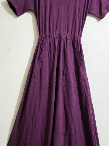 EX White Stuff Women's Round Neck Short Sleeve Open Back Maxi ,Purple (Defect) - Picture 5 of 5