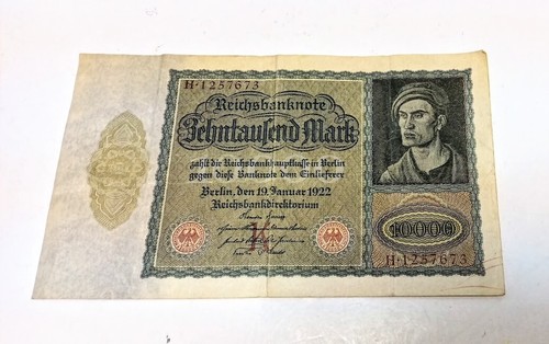 Antique 1922 10000 Mark Reichsbanknote Behntaufend Mark